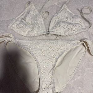 White crochet bikini Sz L by Aerie